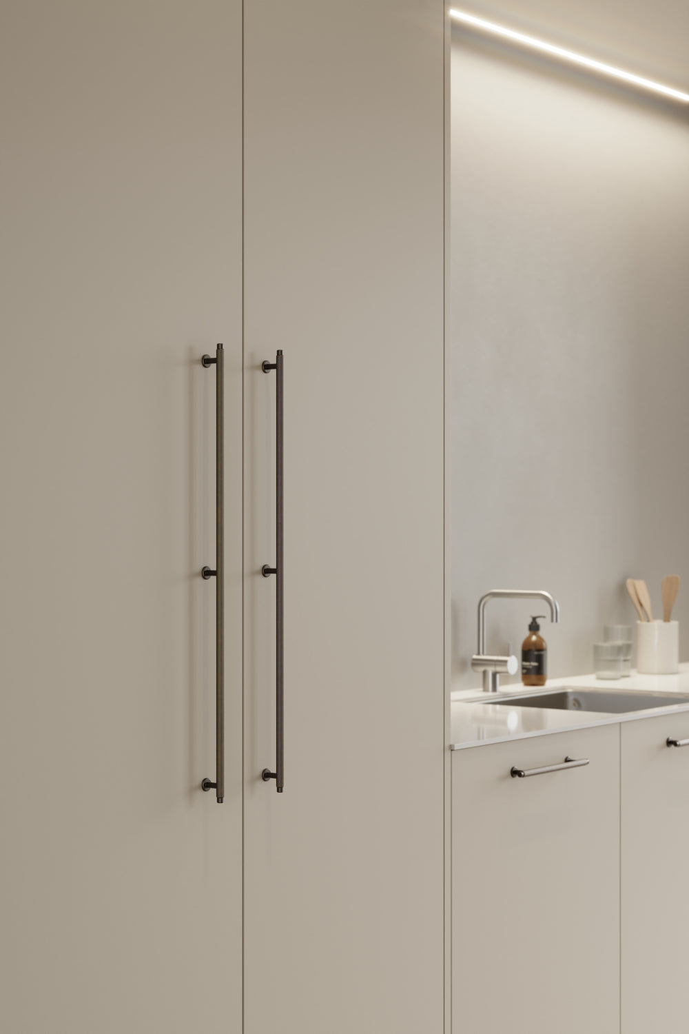 Dark Rubbed Bronze "Villa" Cabinet Knobs and Pulls | Fluted Cabinet Hardware - Euro • Knobs