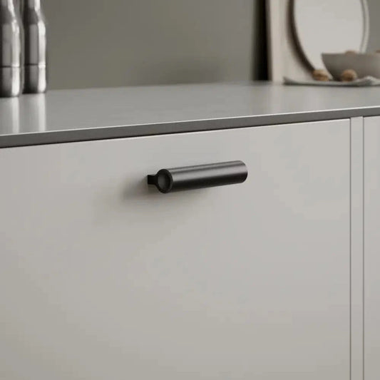 Matte Black "Lucente" Tubular Drawer Pulls - Euro • Knobs