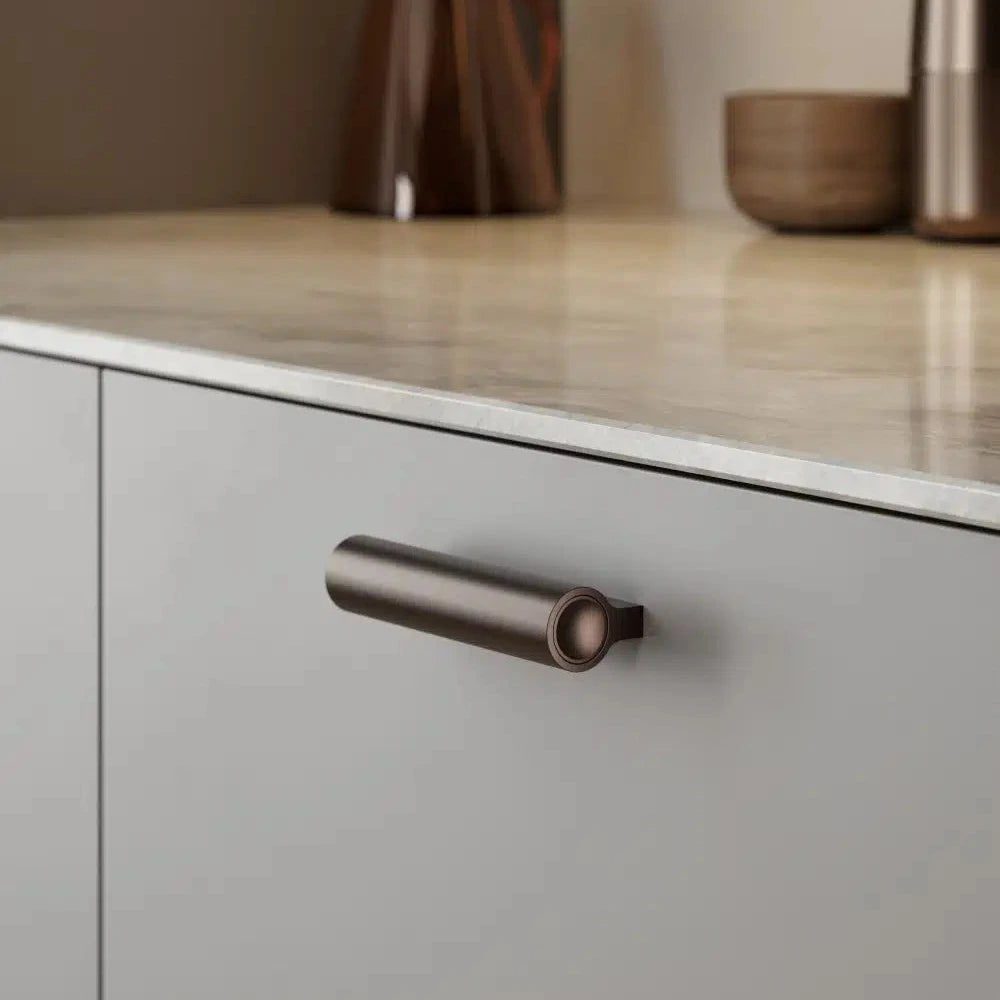 Dark Bronze "Lucente" Tubular Drawer Pulls - Euro • Knobs