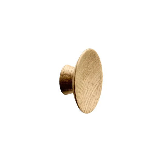 Round Wood "Olympia" Lacquered Oak Cabinet Knob