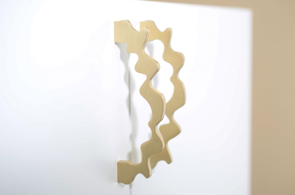 Unlacquered Brushed Brass "Twist" Drawer Pulls and Cabinet Knob - Euro • Knobs