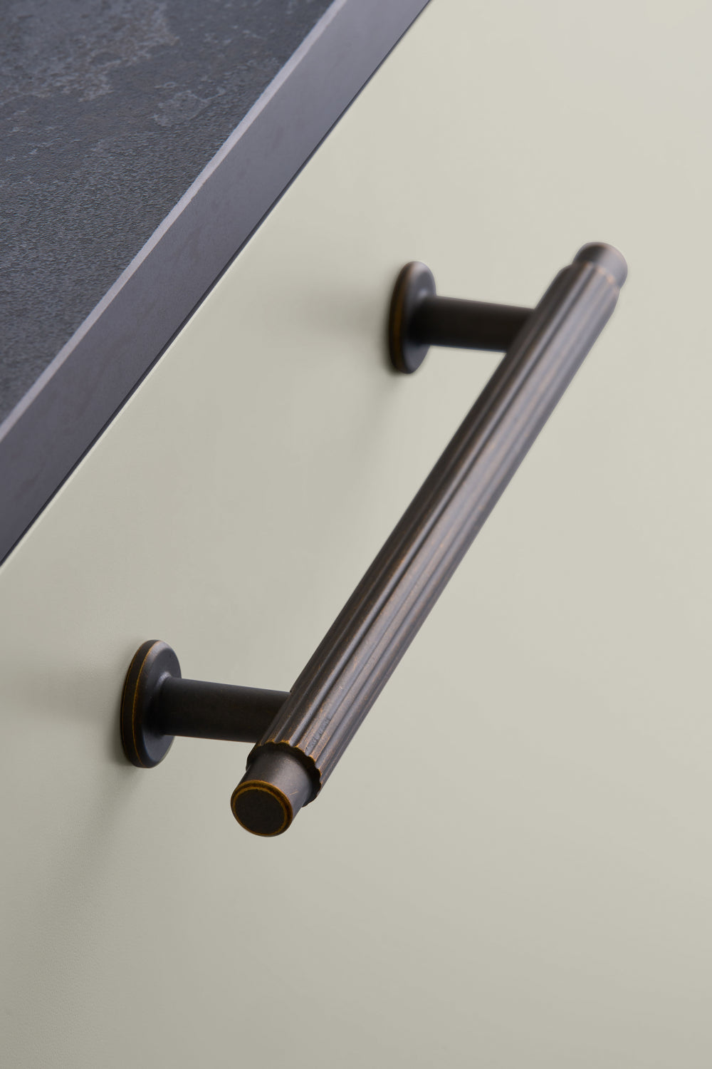 Dark Rubbed Bronze "Villa" Cabinet Knobs and Pulls | Fluted Cabinet Hardware - Euro • Knobs