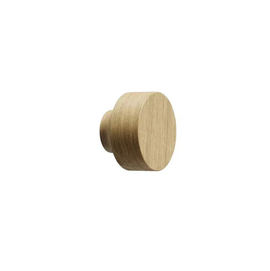Round Wood "Row" Lacquered Oak Cabinet Knob