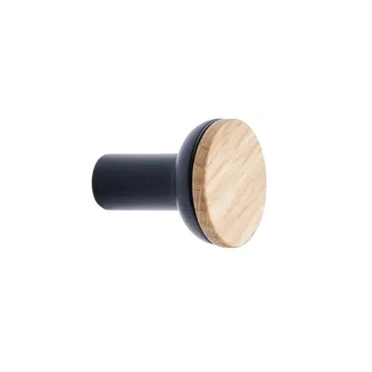 Black and Oak Wood "Bis" Cabinet Knob and Drawer Handle - Euro • Knobs