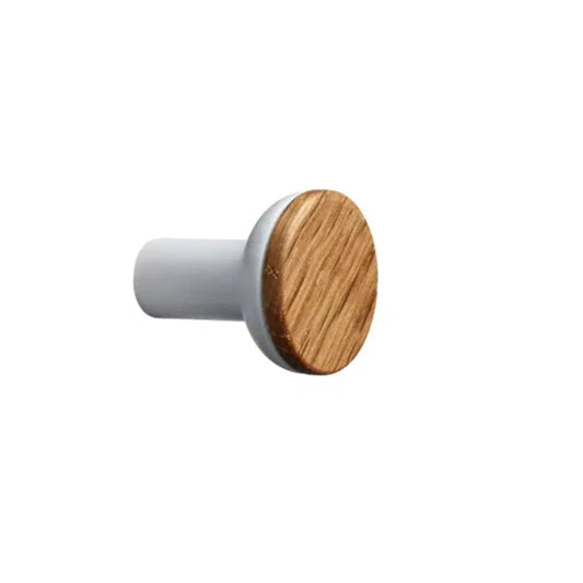 White and Wood "Bis" Cabinet Knob and Drawer Handle - Euro • Knobs