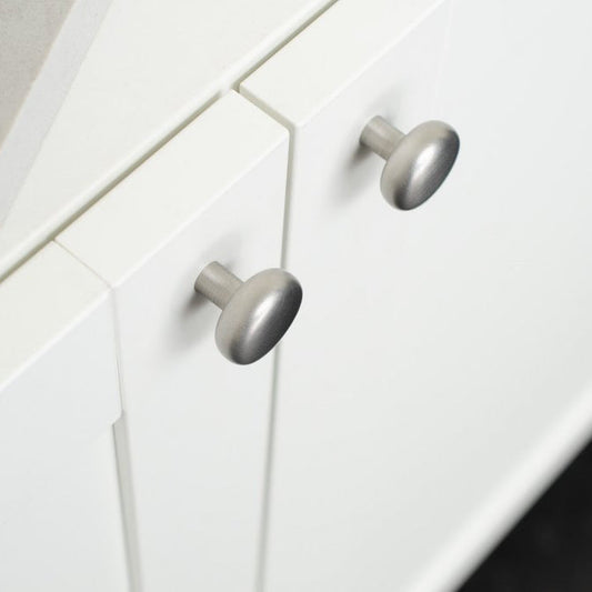 Brushed Nickel "Halo" Round Cabinet Knob and Hook