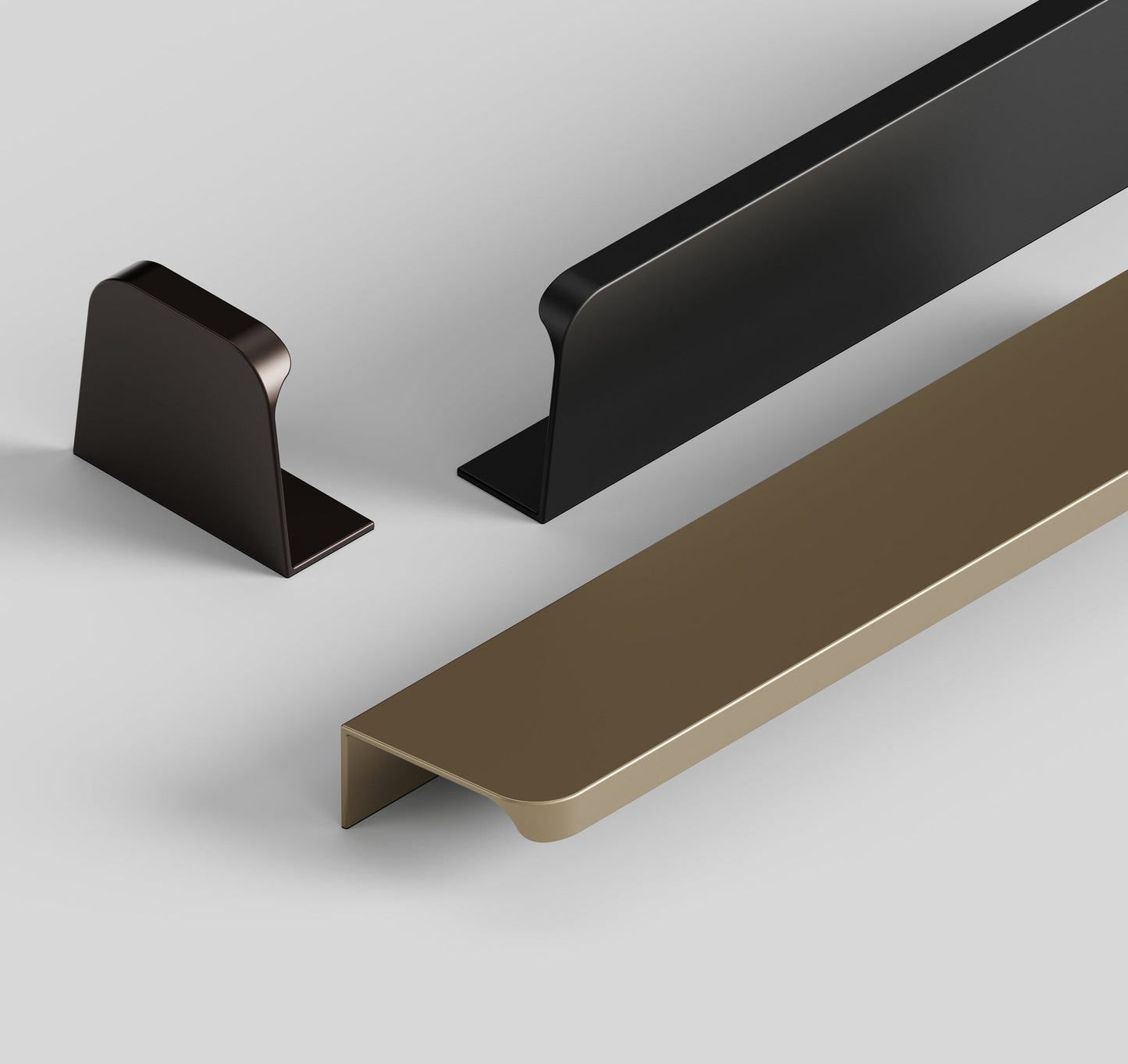 Matte Bronze "Comet" Edge Drawer Tab Pulls - Euro • Knobs