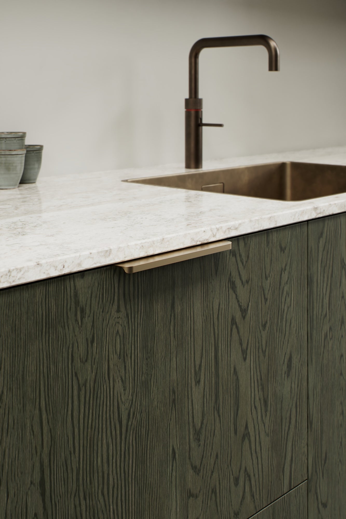 Matte Bronze "Comet" Edge Drawer Tab Pulls - Euro • Knobs