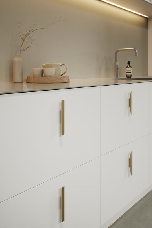 Brushed Bronze "Facet" Drawer Pulls - Euro • Knobs