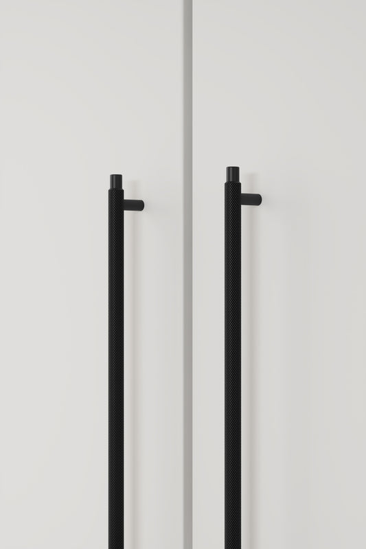 Matte Black "Manor" Knurled Cabinet Knobs and Drawer Pulls - Euro • Knobs