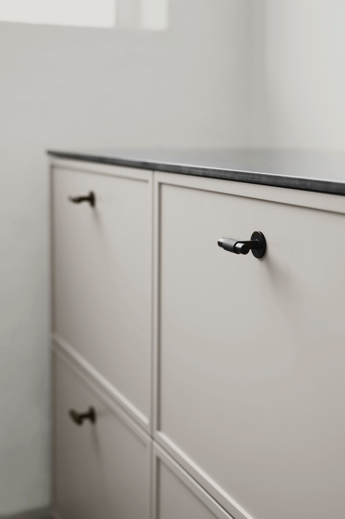 Matte Black "Manor" Knurled Cabinet Knobs and Drawer Pulls - Euro • Knobs