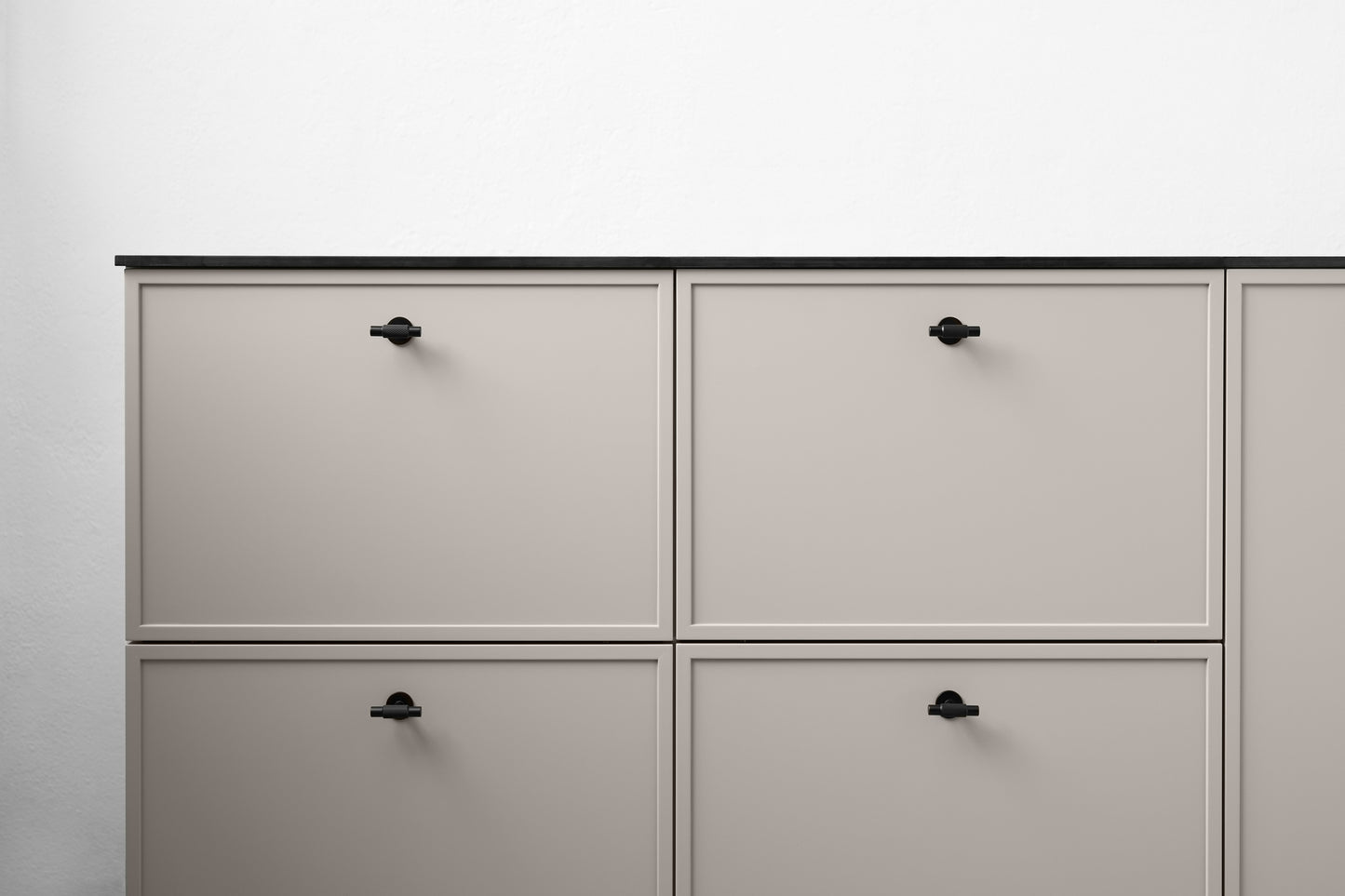 Matte Black "Manor" Knurled Cabinet Knobs and Drawer Pulls - Euro • Knobs