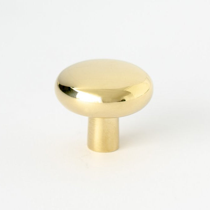 Polished Unlacquered Brass "Halo" Round Cabinet Knob and Hook