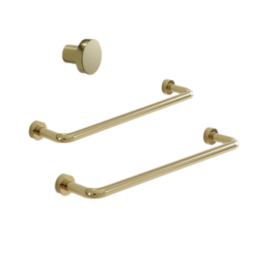 Polished Brass "Lounge" Cabinet Knob and Wire Drawer Pulls - Euro • Knobs