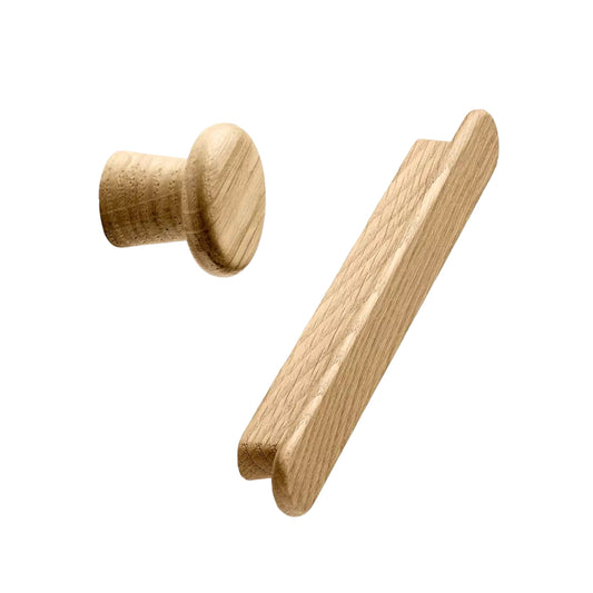 Clear Lacquered Oak "Classis" Cabinet Knob and Drawer Pull - Euro • Knobs