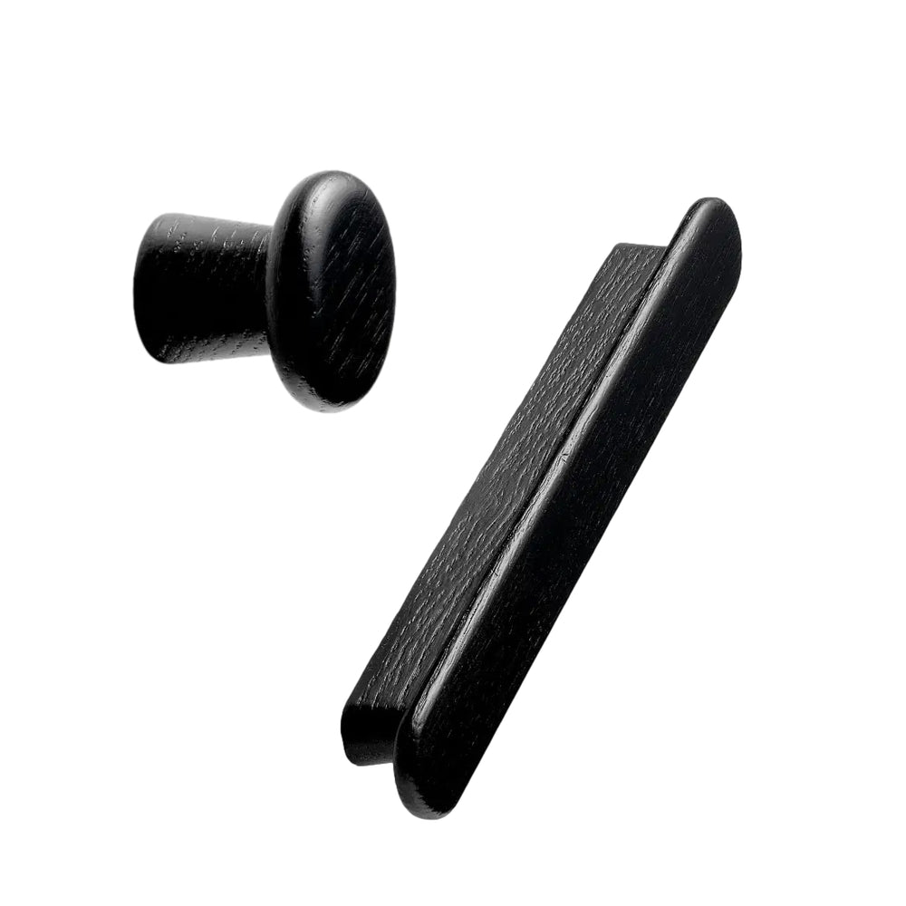 Black Stained Wood "Classis" Cabinet Knob and Drawer Pull - Euro • Knobs