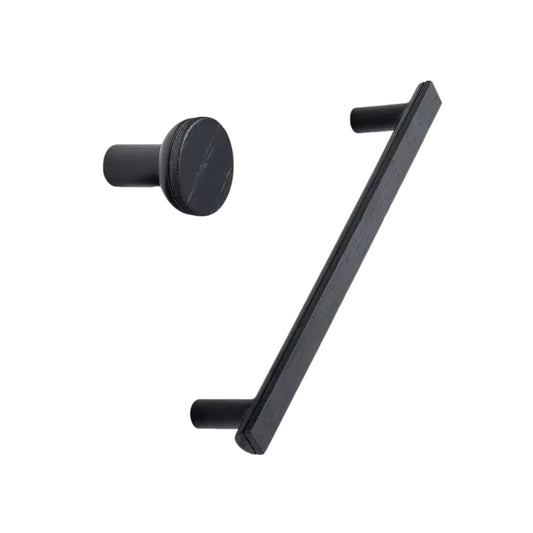 Black and Wood "Bis" Cabinet Knob and Drawer Handle - Euro • Knobs
