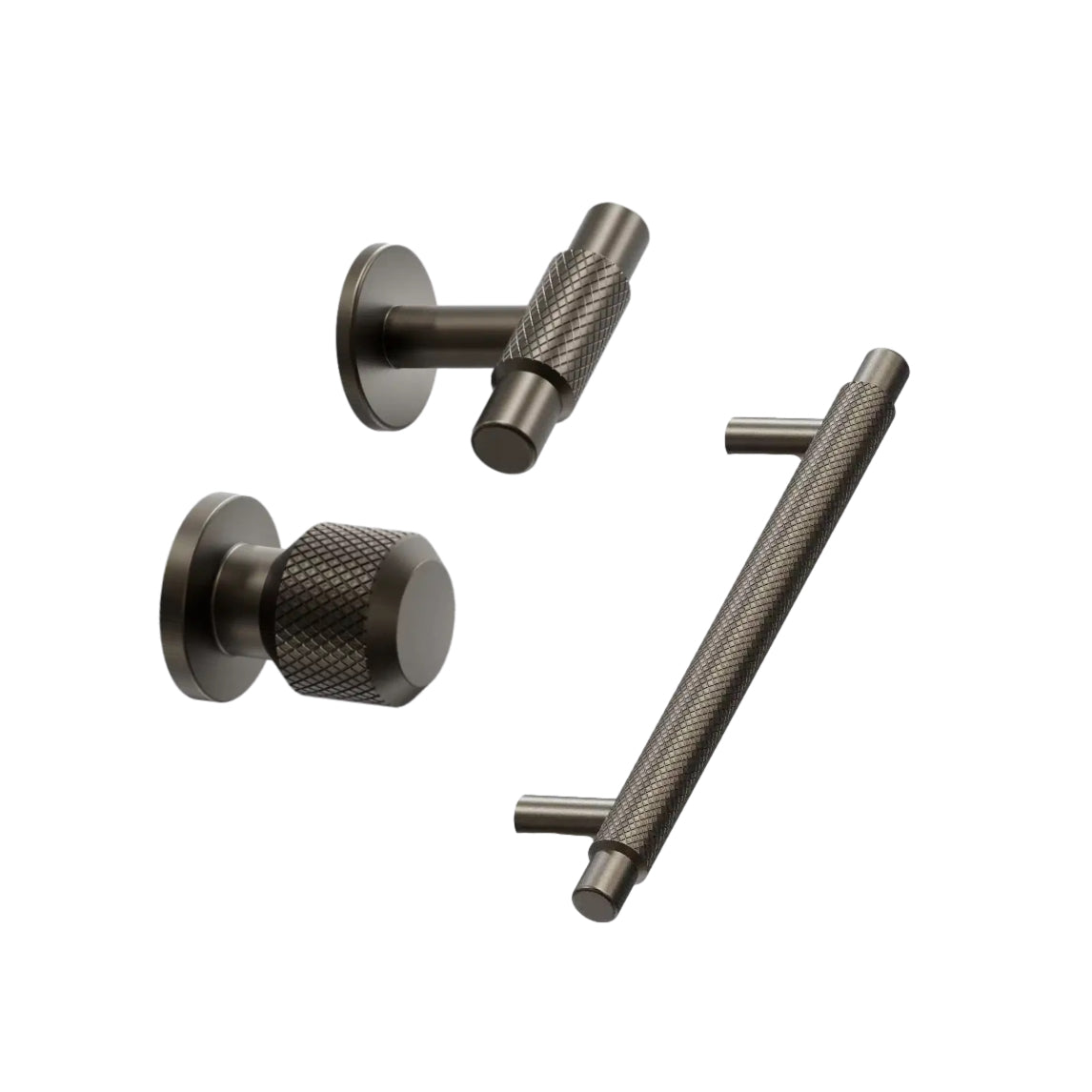 Matte Bronze "Manor" Knurled Cabinet Knobs and Drawer Pulls