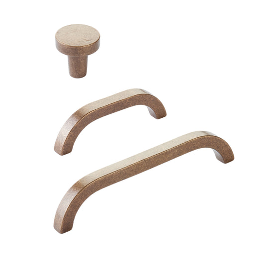 Rustic "Vail" Unlacquered Aged Bronze Drawer Pulls and Cabinet Knob