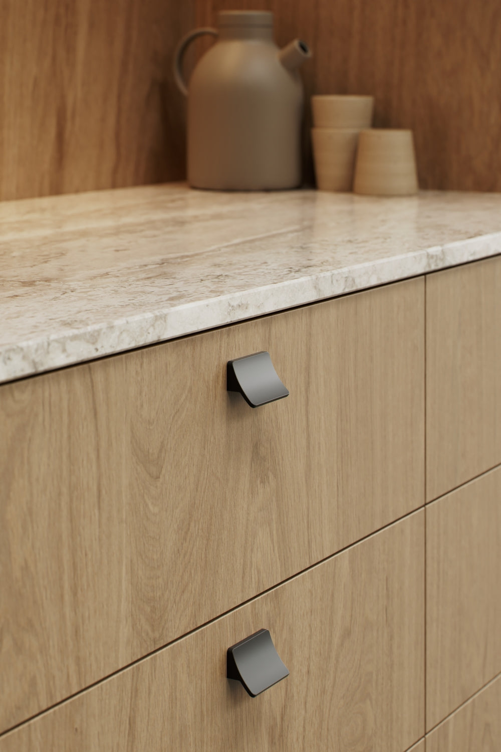 Matte Black "Ciel" Tab Drawer Pulls - Euro • Knobs