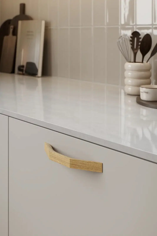 Lacquered Oak Wood "Rialto" Drawer Pulls