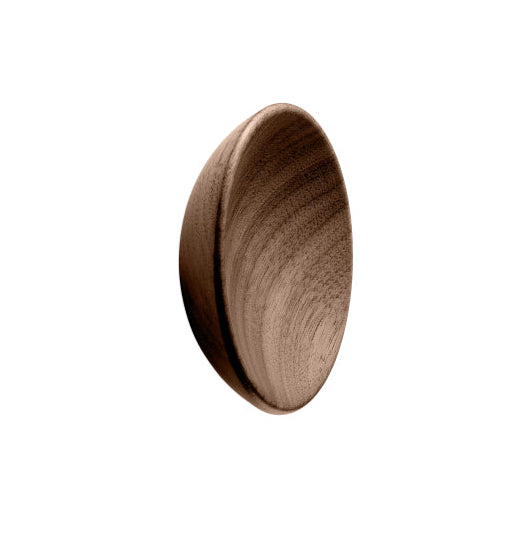 Round Wood "Bowl" Lacquered Walnut Cabinet Knob - Euro • Knobs
