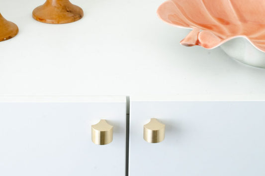 Unlacquered Brushed Brass "Bend" Cabinet Knob - Euro • Knobs