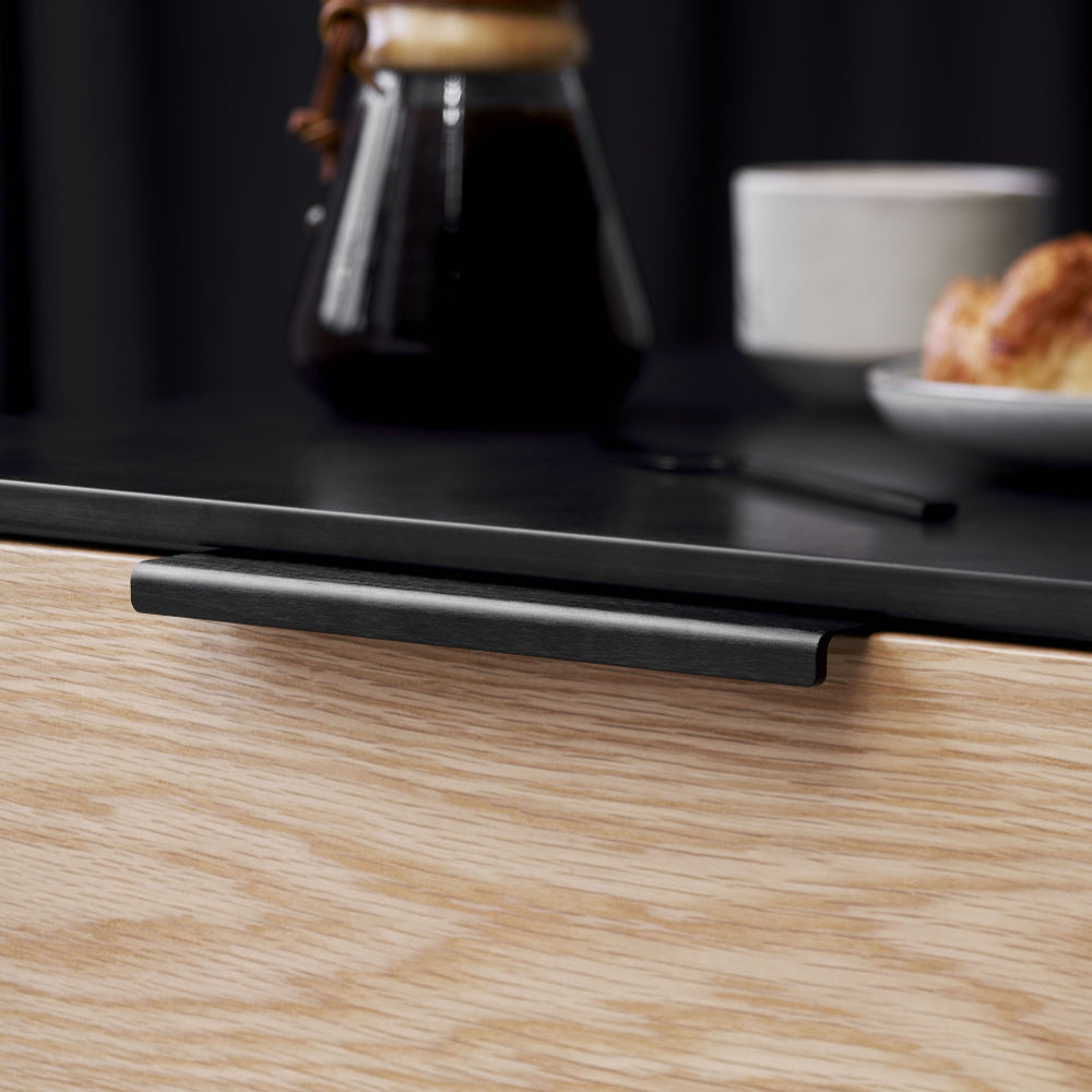 Edge Brushed Matt Black "Artisan" Drawer Pulls - Euro • Knobs