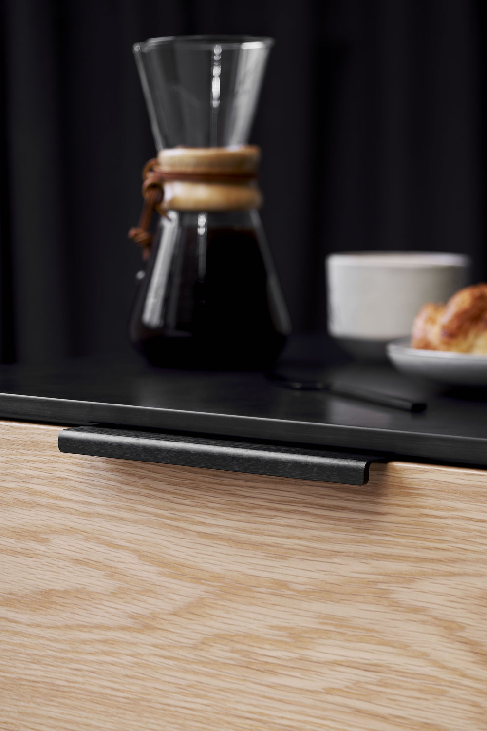 Edge Brushed Matt Black "Artisan" Drawer Pulls - Euro • Knobs