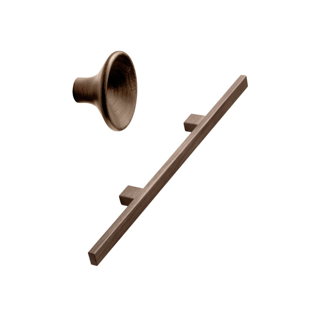 Walnut Wood "Japan" Cabinet Knob and Drawer Pulls - Euro • Knobs