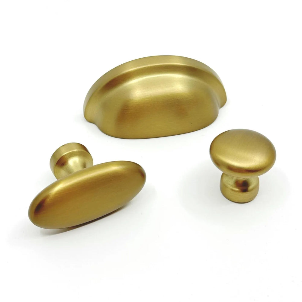 Dark Brushed Gold "Baron" Cup Pull and Knobs - Euro • Knobs