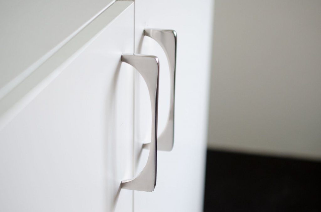 Polished Stainless Steel "Echo" Cabinet Knobs and Drawer Pulls - Euro • Knobs
