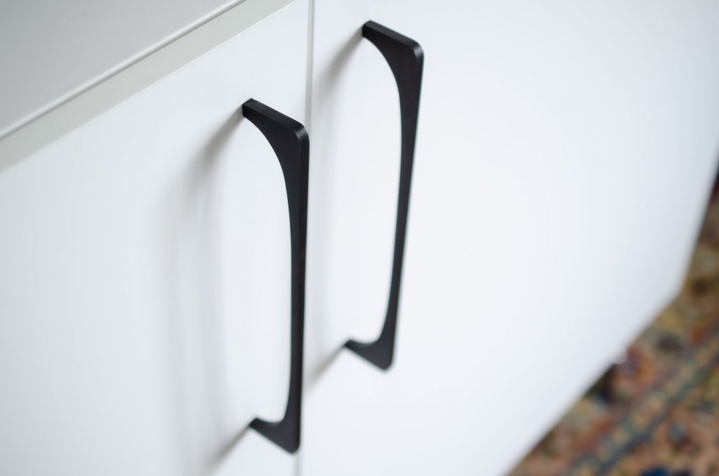 Matte Black "Echo" Cabinet Knobs and Drawer Pulls - Euro • Knobs