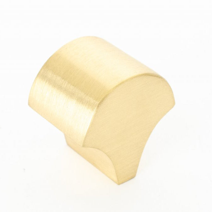Unlacquered Brushed Brass "Bend" Cabinet Knob - Euro • Knobs