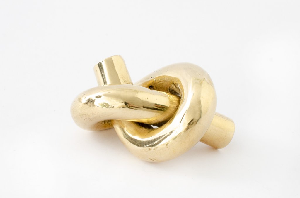 Polished Unlacquered Brass "Knot" Cabinet Knob and Hook - Euro • Knobs