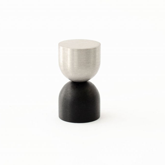 Brushed Nickel/Matte Black "Double Cup" Cabinet Knob and Wall Hook - Euro • Knobs