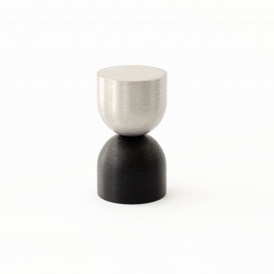 Brushed Nickel/Matte Black "Double Cup" Cabinet Knob and Wall Hook - Euro • Knobs