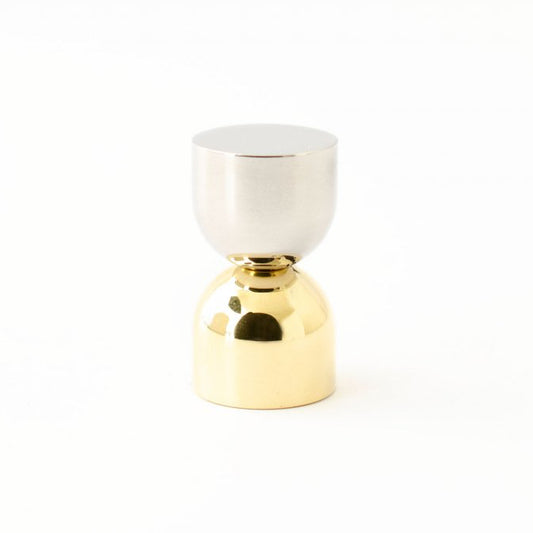 Polished Nickel/Polished Brass "Double Cup" Cabinet Knob and Wall Hook - Euro • Knobs