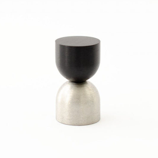 Matte Black/Brushed Nickel "Double Cup" Cabinet Knob and Wall Hook - Euro • Knobs