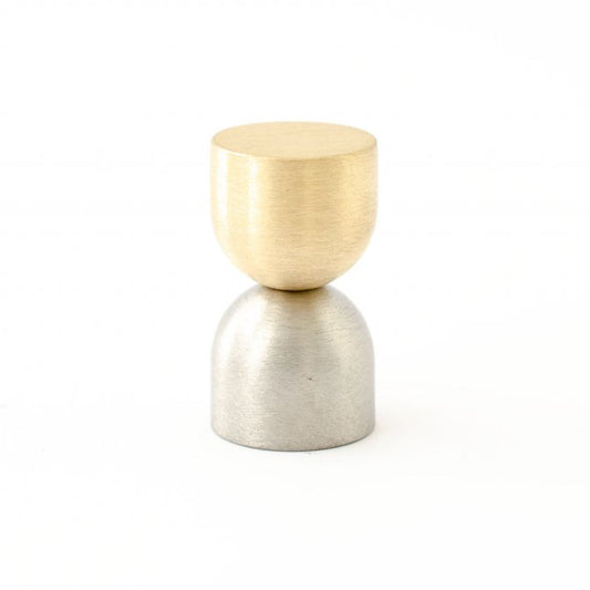 Brushed Brass/Brushed Nickel "Double Cup" Cabinet Knob and Wall Hook - Euro • Knobs