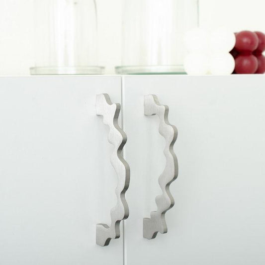 Brushed Stainless Steel "Twist" Drawer Pulls and Cabinet Knob - Euro • Knobs