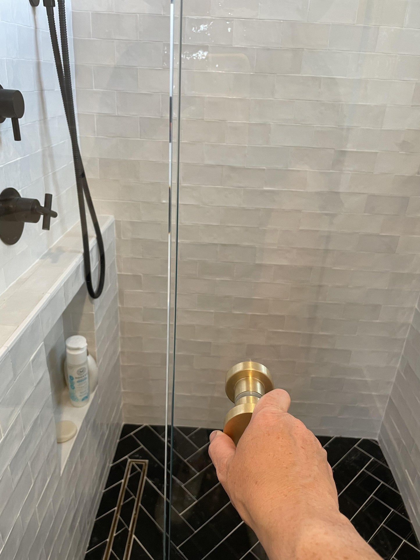 Glass Shower "Spot" Round Brushed Brass Back to Back Door Knob - Euro • Knobs