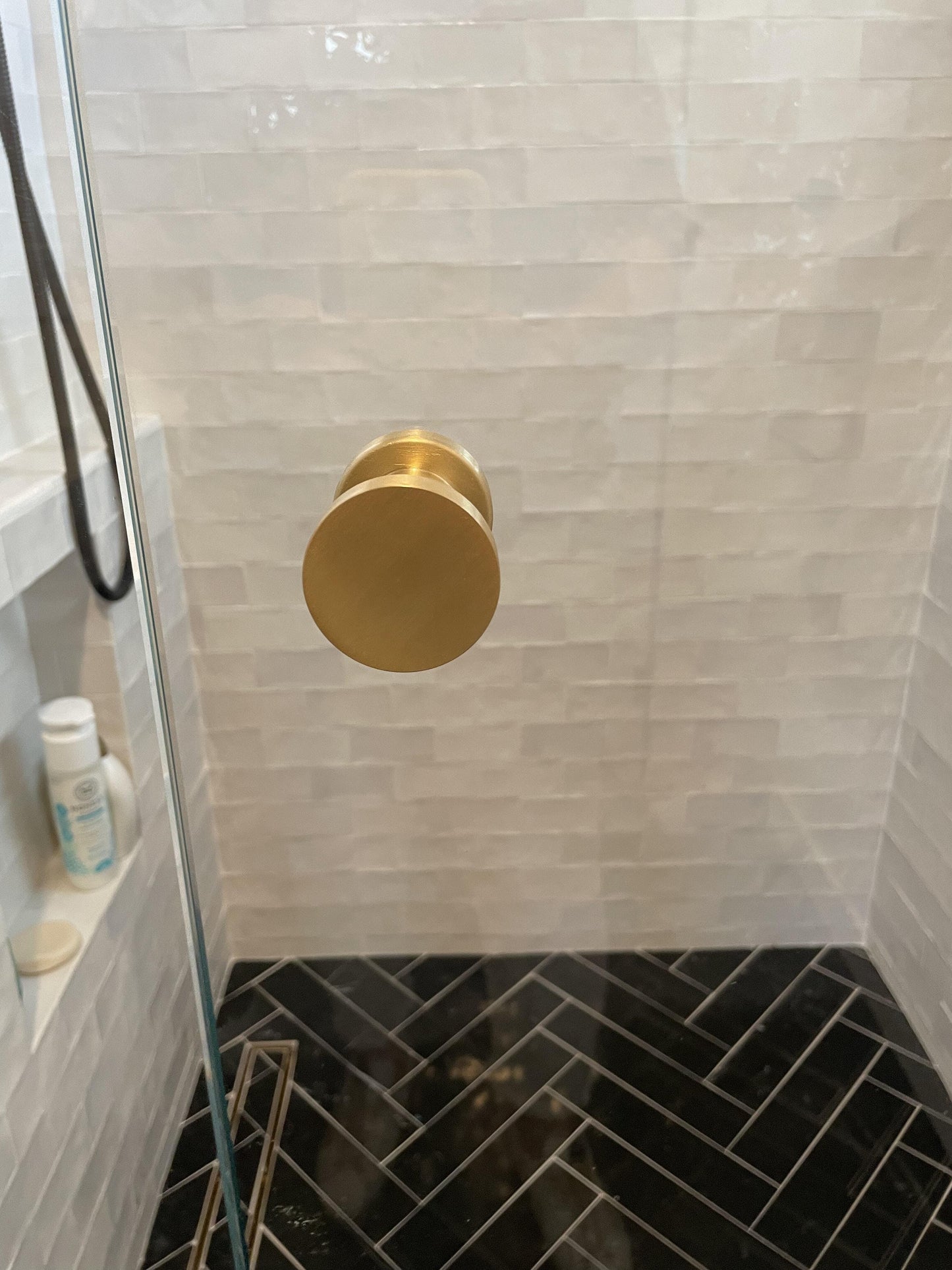 Glass Shower "Spot" Round Brushed Brass Back to Back Door Knob - Euro • Knobs