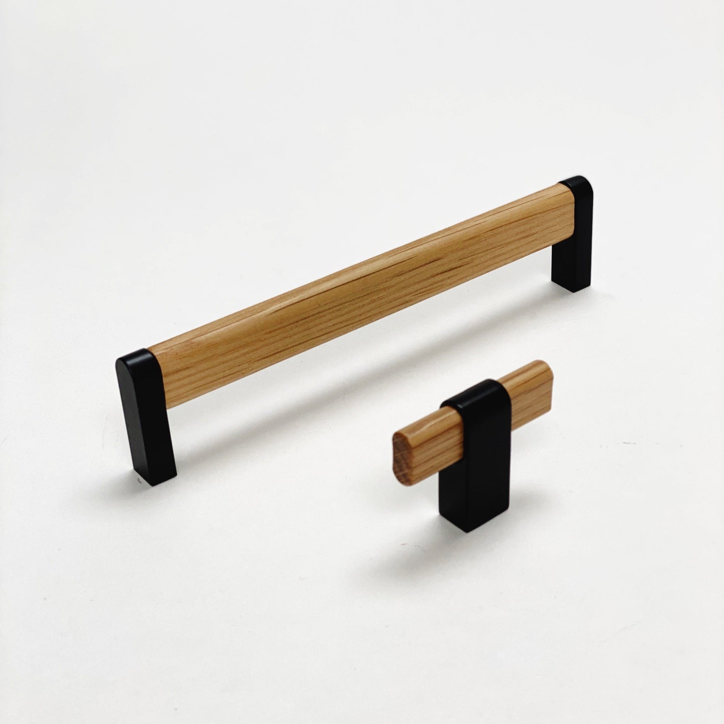 Black and Oak Wood "Crossing" Cabinet Knob and Drawer Handles - Euro • Knobs