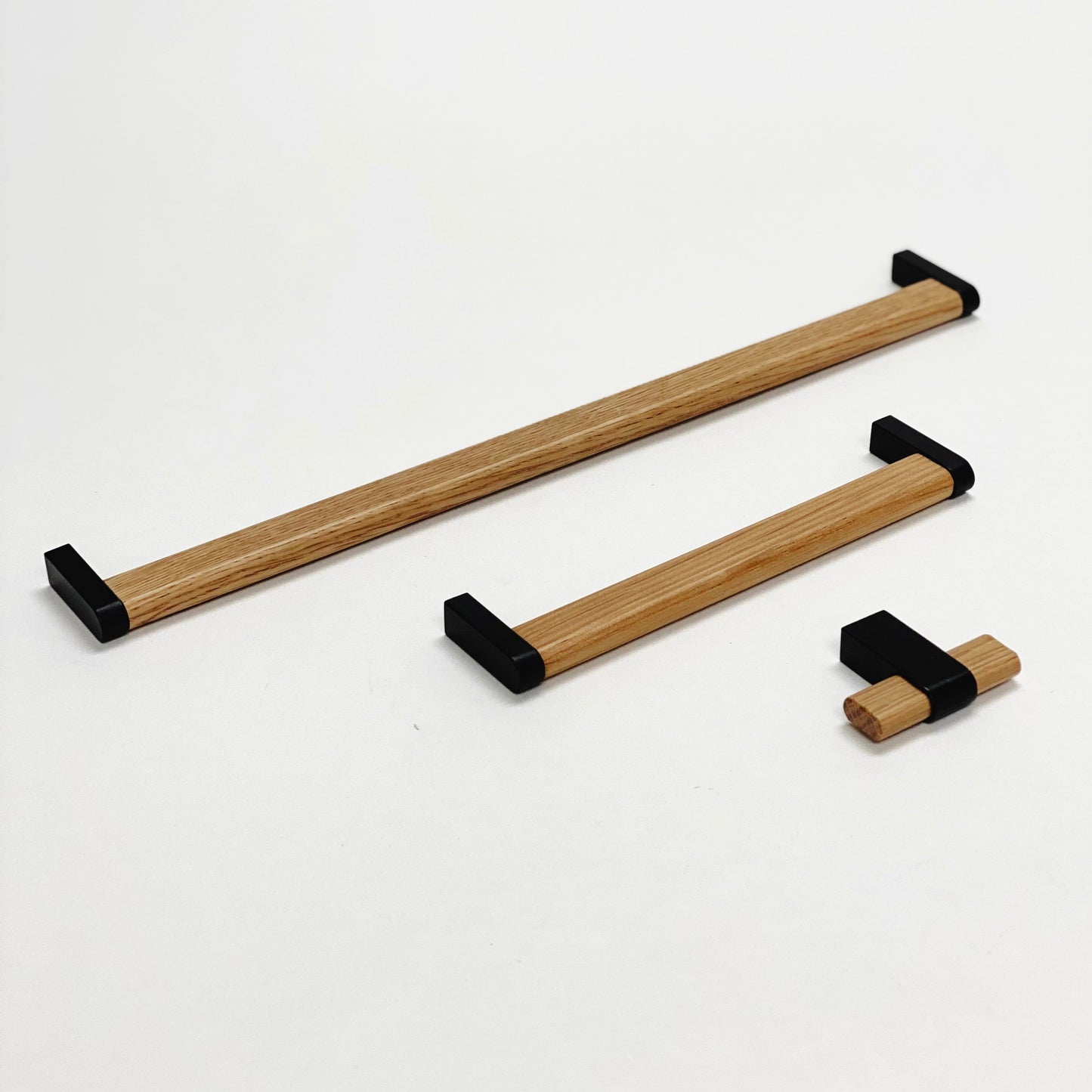Black and Oak Wood "Crossing" Cabinet Knob and Drawer Handles - Euro • Knobs