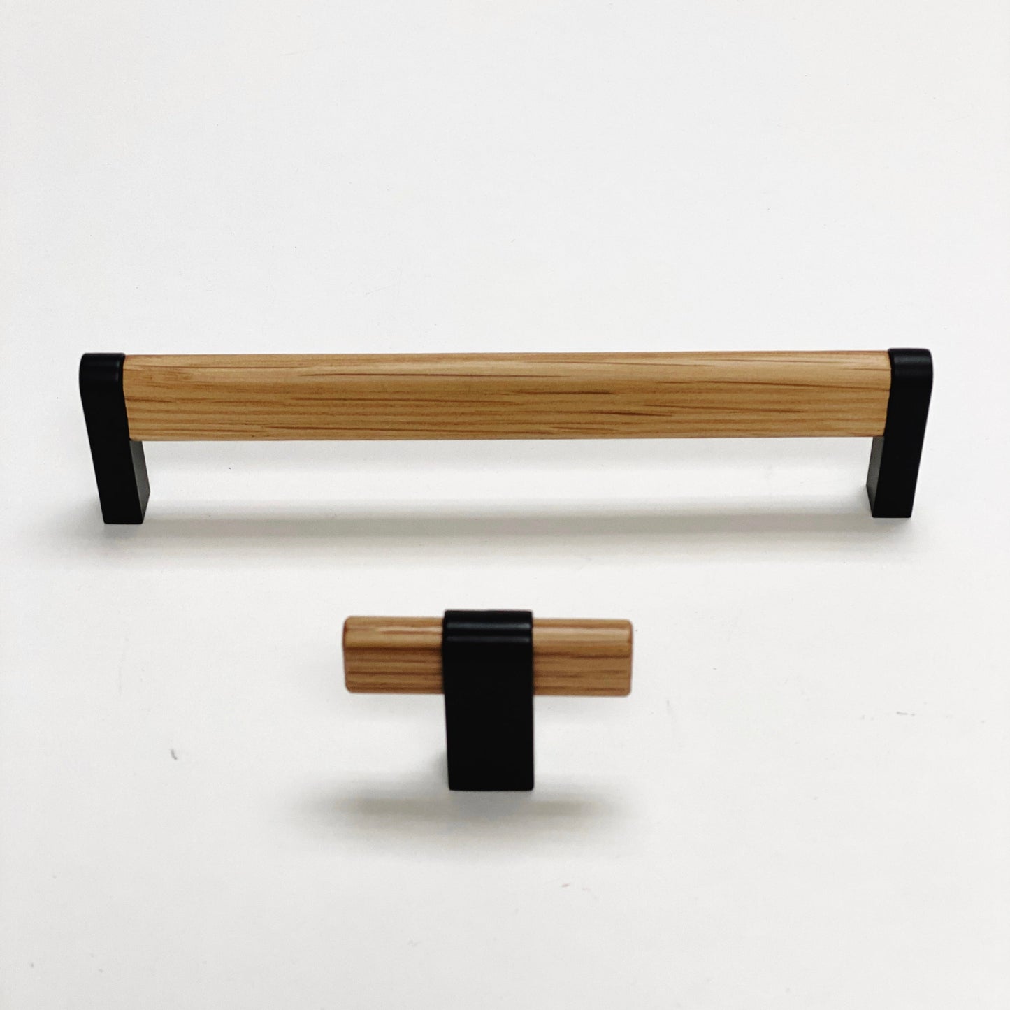 Black and Oak Wood "Crossing" Cabinet Knob and Drawer Handles - Euro • Knobs