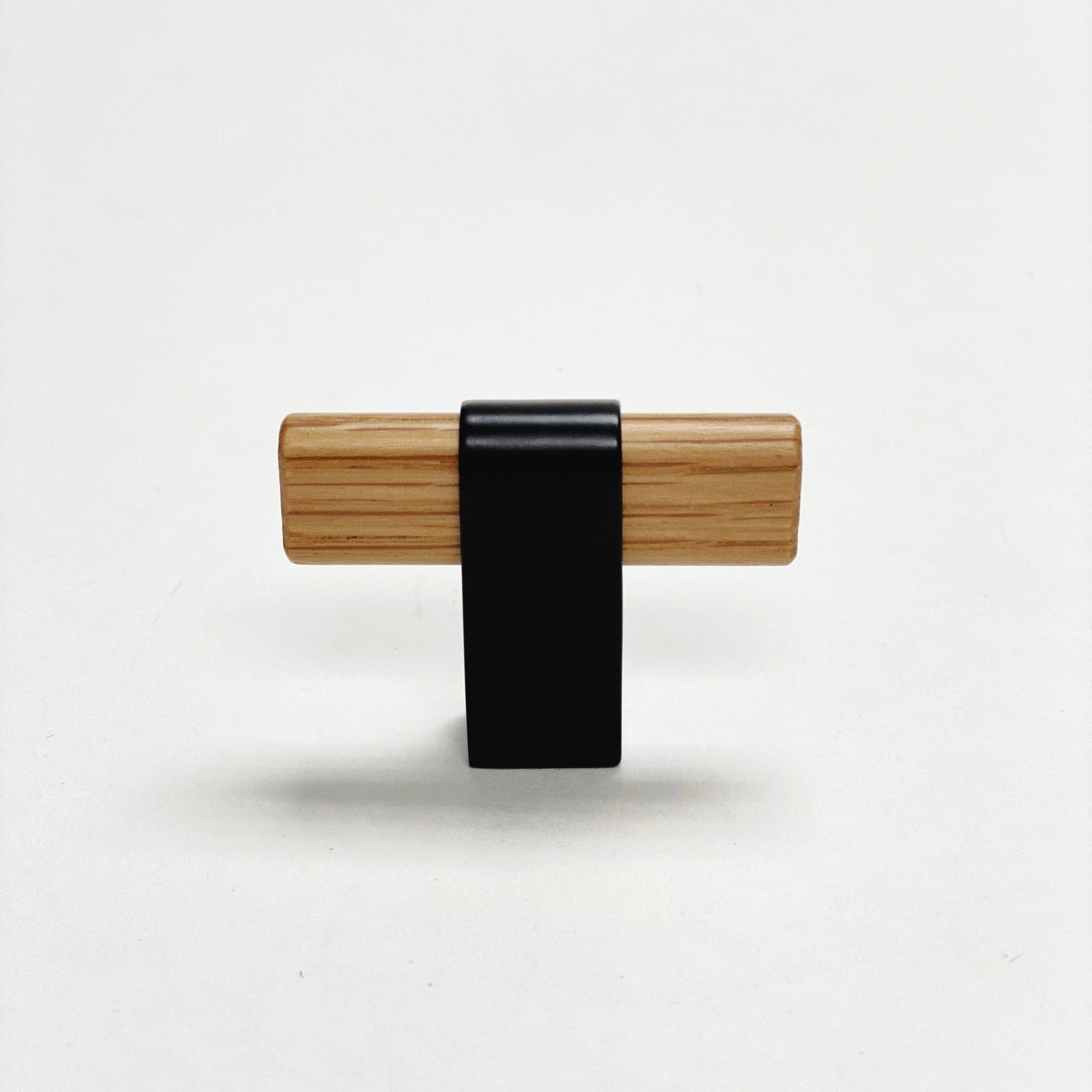Black and Oak Wood "Crossing" Cabinet Knob and Drawer Handles - Euro • Knobs