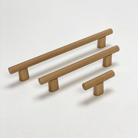 Knurled "Karl" Champagne Bronze Cabinet Knobs and Drawer Pulls - Euro • Knobs