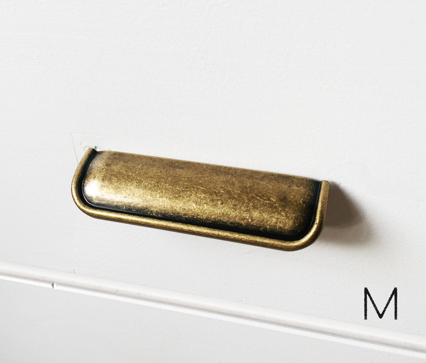 Tab Finger Drawer Pulls "Ella" in Antique Brass - Brass Cabinet Hardware