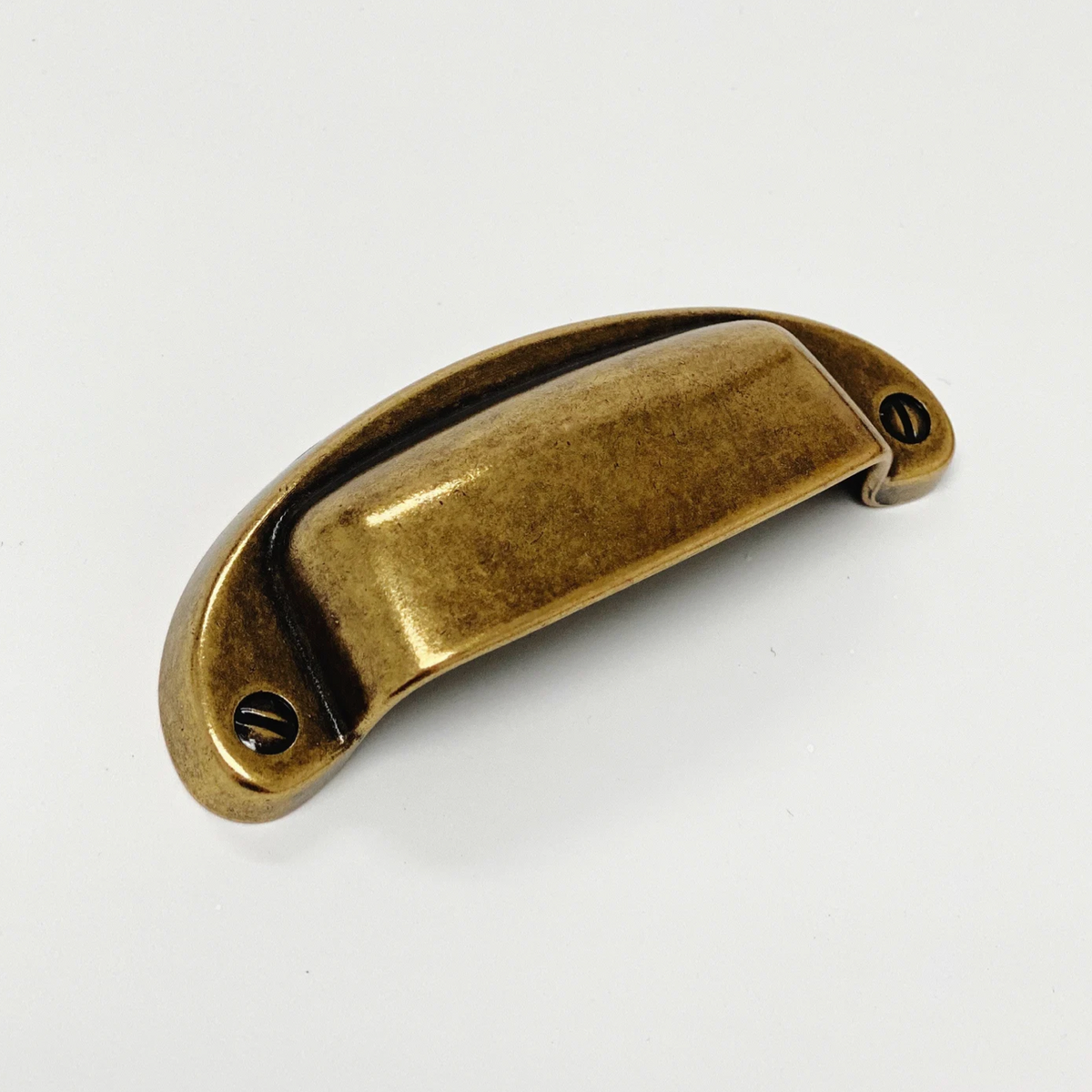Drawer Cup Pull "Capri" in Antique Brass - Brass Cabinet Hardware - Euro • Knobs